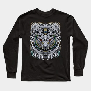 Wolves head illustration with a mecha theme Long Sleeve T-Shirt